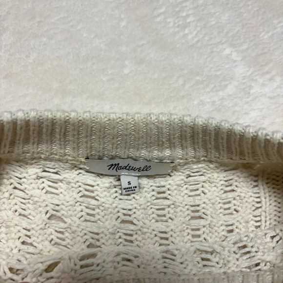 Madewell Classic Cable Open Knit Off White Crew‎ Neck Sweater Small - Picture 4 of 11